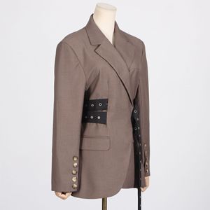 <span class=keywords><strong>Blazer</strong></span> da <span class=keywords><strong>Donna</strong></span> Stile High Street <span class=keywords><strong>con</strong></span> Design Personalizzato, Giunzione e Allacciatura in Vita per un Effetto Snellente - Product Image 3