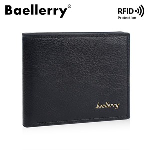 กระเป๋าสตางค์แบบสั้นสำหรับผู้ชายแบรนด์ Baellerry ป้องกัน RFID สีดำกาแฟ ดีไซน์เรียบง่าย ใช้สำหรับธุรกิจ มีช่องใส่เหรียญ - Product Image 5
