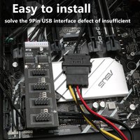 USB 2.0 9-Pin Hub Header Splitter 1 ke 4 Port dengan Kabel Daya SATA IDE Molex untuk Kipas CPU Komputer Lampu RGB Printer Penerima WiFi
