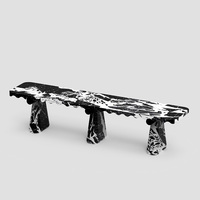 Table console en marbre à bord festonné Dream Home, pieds coniques solides, meuble d'appoint moderne pour entrée et couloir
