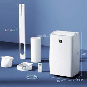 12000 BTU Portable Air Conditioner with Cool Dehumidifier Fan 24H <b>Timer</b> UK & EU <b>Plug</b> for Rooms & Cars Window Kit Included - Product Image 3