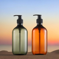 300ml 500ml PET Plastique Boston Ambre Vert Foncé Lavage des Mains Conditionneur Lotion Savon Liquide Conteneur Rechargeable Bouteilles PET