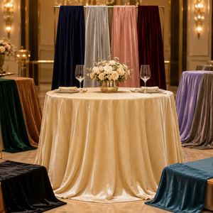 Wholesale Custom Color Premium Velvet <b>Round</b> <b>Tablecloth</b> for Hotel Wedding Banquet Event Rental Bulk Supply - Product Image 1