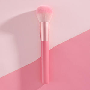 แปรงแต่งหน้าแบบ 2-in-1 สีชมพูเดี่ยว ขนแปรงสังเคราะห์ สำหรับลงแป้งและปัดแก้ม ใช้ได้กับใบหน้า - Product Image 1