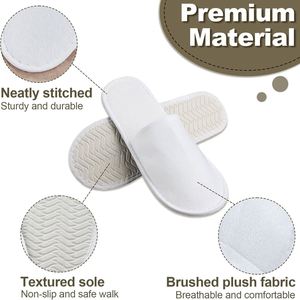 Pantoufles d'hôtel jetables pour enfants en polaire corail blanche, à bout fermé, personnalisables avec logo, vente en gros d'usine à prix abordable - Product Image 2
