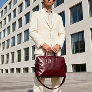 Bolso de mano para documentos de 14 pulgadas de gran capacidad de cuero de grano Superior de Negocios de <span class=keywords><strong>Abogados</strong></span> de moda clásico personalizado, bolso de trabajo para ordenador portátil, maletín - Product Image 3