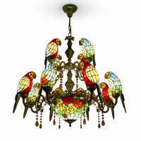 Lustre LED européen en verre teinté, 12 têtes, design perroquets, longue portée, commande tactile, pour salon, hôtel, hall, KTV, hall d'entrée