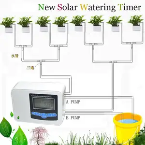 Temporizador de água solar, temporizador programável para mangueira ao ar livre com temporizador de chuva/sistema de rega manual/automática