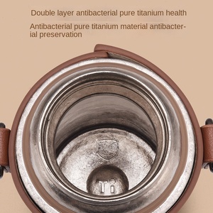 Termo de Vacío Bemga de Titanio Puro de Alta Calidad, Aislamiento Térmico de 12-24 Horas, Estilo Retro, <span class=keywords><strong>para</strong></span> Hombres y Mujeres, con Separación de Té y Agua - Product Image 2