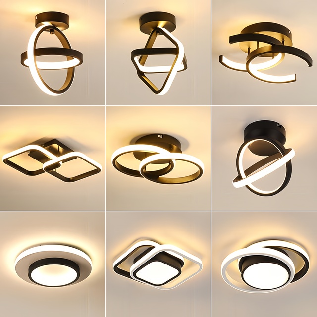 Best Seller Modern LED Energy Saving Black Iron Ceiling Lamp Stair Living Room Remote/Sensor Control Dimmable High CRI 90 2-Year