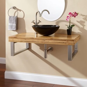 Set of 2 Modern Eco-Friendly Black Metal Floating Shelf <b>Brackets</b> Heavy Load Bearing Wall Mount DIY Support Frame for Bathroom - Product Image 6