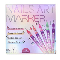 Lot de 12 stylos à pointe fine en plastique pour nail art, marqueurs professionnels pour vernis acrylique, gel 3D, peinture DIY – Vente directe usine