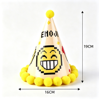 Neue Pixel-Emoji Pompon Papierhülsen-Partyhüte, Niedliche Ausdrucksstarke Geburtstagshüte für Kindergeburtstags-Dekorationen