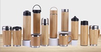 17Oz botol air Tumbler teh perjalanan vakum dinding ganda portabel botol air termos bambu pintar 500ml baja tahan karat panas