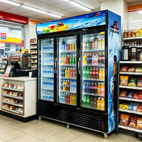 Réfrigérateur à boissons à température unique, refroidisseur de boissons à porte coulissante, équipement de refroidissement instantané des boissons pour usage commercial