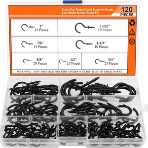 Eye Slip Hook Set 120pcs Gold Carbon Steel Self Tapping Screw Cup Hooks For Lamp DIY Hanging - Product Image 2