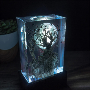 Escultura <span class=keywords><strong>de</strong></span> Lámpara <span class=keywords><strong>de</strong></span> Resina Transparente Personalizada con Diseño <span class=keywords><strong>de</strong></span> Árbol <span class=keywords><strong>de</strong></span> Cuervos para Halloween - Product Image 1