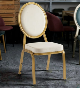 Silla de Restaurante Apilable de Diseño Europeo Moderno con Marco de Aluminio en Forma Irregular Color Champán Dorado y Cojín de Espuma |   Tapizado - Product Image 2