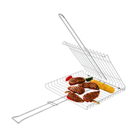 Panier de cuisson BBQ pliable en acier inoxydable, support portable pour camping en extérieur, idéal pour la cuisson du poisson, des crevettes et des légumes, accessoires de cuisine