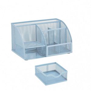Organisateur de bureau en maille pour stylos et crayons, 7 compartiments, support de rangement en fil métallique pour fournitures de bureau - Product Image 4