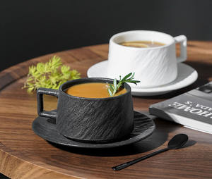 Tasse à café et soucoupe en céramique de sable de roche ensemble européen petite tasse à thé de luxe exquise pour l'après-midi - Product Image 6