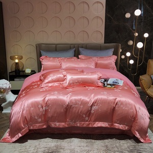 Sang Trọng Sáng Bóng Bộ Đồ Giường Đặt 60 Sợi Nhuộm <span class=keywords><strong>Jacquard</strong></span> Ánh Sáng Sang Trọng <span class=keywords><strong>Jacquard</strong></span> Tay Khăn Thêu 4-Mảnh Bộ Đồ Giường Bộ - Product Image 6