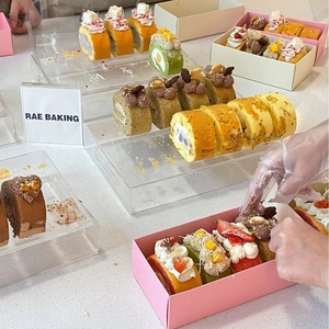 Papier d'emballage pour gâteau roulé de Noël, emballage pour desserts et noix, boîte en papier pour gâteau roulé <span class=keywords><strong>suisse</strong></span> avec couvercle transparent - Product Image 4