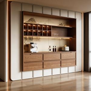 <span class=keywords><strong>Buffet</strong></span> de chambre à coucher moderne en bois de <span class=keywords><strong>style</strong></span> <span class=keywords><strong>oriental</strong></span> avec éclairage LED, 5+ tiroirs, rangement multiple, couleur neutre - Product Image 2