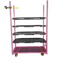 Serre personnalisée CC Pépinière Revêtement en poudre rose Vente aux enchères Stockage personnalisé Transport Chariots néerlandais pour fleurs