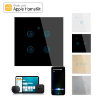 Interrupteur d'éclairage Tuya, norme européenne et britannique, 1, 2, 3, 4 gangs, panneau tactile en verre, HomeKit, Apple Smart Home, WiFi, interrupteur mural intelligent tactile, interrupteur électrique