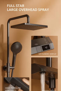 Ensemble de douche exposé avec clavier de piano <span class=keywords><strong>à</strong></span> affichage numérique, pomme de douche de style pluie gris canon, mitigeur de salle de bain, vente chaude - Product Image 4