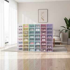 Factory Direct Plastic Sneaker <b>Storage</b> Box Stackable Hot Selling <b>Clear</b> Shoe Box Drop Front Transparent Shoe <b>Container</b> Organizer - Product Image 1