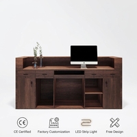 Comptoir de caisse durable au design moderne en panneaux de bois, style luxe léger, pour magasin de vêtements et boutique de mariages