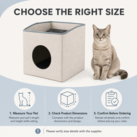 Vente en gros : Lit-cube 2-en-1 pour chat, maisonnette en tissu avec grotte fermée et transat supérieur pour chats d'intérieur et chatons