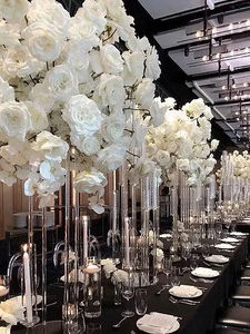 Candelabro de cristal LANJO Tall de 3/5/7/8/9/10 brazos con base de espejo, centro de mesa transparente para bodas, candelabros de mesa. - Product Image 6