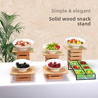 Table de buffet en bois de style chinois, plateau à salade de fruits, bol à plats froids, support à assaisonnements pour hot pot, présentoir alimentaire pour table de pause-café