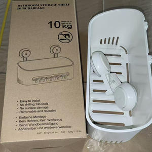 Organizador de baño de plástico extraíble de un solo nivel Estantes Ducha para el hogar Caddy Ventosa con soporte de drenaje No requiere perforación - Product Image 5