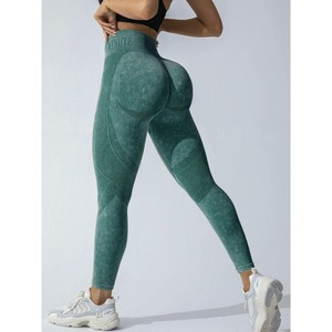 TY cintura alta Levantamiento de cadera sin costuras deportes Fitness ciclismo pantalones Europeo Americano desgastado estilo melocotón Fitness Yoga Leggings - Product Image 1