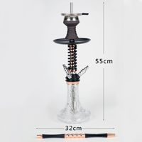 Chicha arabe en céramique noire à trois têtes 55x32cm avec technique miroir