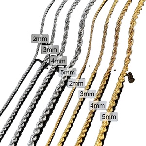 Collar de Cadena de Eslabones Trenzados Unisex Personalizado en Oferta, Acero Inoxidable, Chapado en Oro de 18K, Joyería Clásica de Moda - Product Image 2