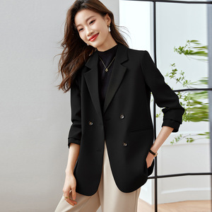 Women's Blazer Brown Solid Color Polyester Anti-Wrinkle Professional Office Wear - Product Image 4