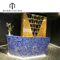 Fabrication de comptoir en marbre lapis lazurite naturelle dalle de lapis lazuli bleu carreaux de lapis lazuli