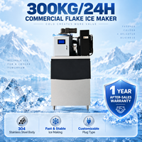 Factory Price 300kg/24h Flake Ice Machine Automatic Commercial IceMaker for Meat Processing, Chemical Industry