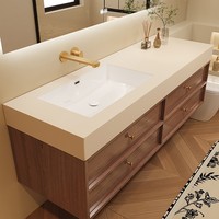 Salle de bain intelligente en bois massif meuble de douche simple meuble moderne atmosphère luxueuse style vanité salle de bain avec miroir