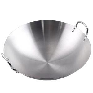 Vente d'usine - <span class=keywords><strong>Wok</strong></span> en <span class=keywords><strong>acier</strong></span> inoxydable pour cuisson à <span class=keywords><strong>induction</strong></span>, poêle à frire martelée à la main avec deux poignées - Product Image 1