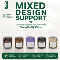 Sachet Doypack Translucide Givré Personnalisé avec Logo pour Emballage de Poudre de Café, Sac en Plastique Mat Anti-Fuite avec Fermeture Éclair
