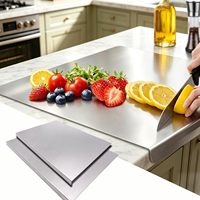 Grandes planches à découper en acier inoxydable avec rebord, tapis de pétrissage, planches à découper métalliques pour viande, fruits, légumes