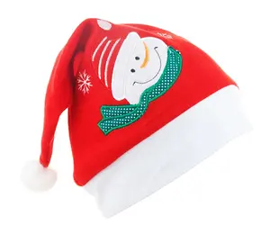 قبعة أعياد رأس السنة المخصصة ولحفلات الكريسماس قبعة نويلز مطرزة بأشكال رجل الثلج والكرمان قبعات مخصصة للكريسماس