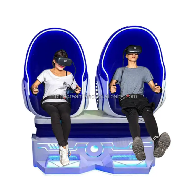 9D VR כפול מושבים ביצת כיסא קולנוע 360 תואר סימולטור רכבת הרים מציאות מדומה 2 שחקנים ביצת כיסאות ציוד