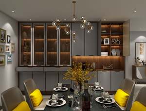 Meuble à vin personnalisé en bois massif moderne pour salon, buffet, grande capacité de rangement, design gain de place pour la maison - Product Image 4